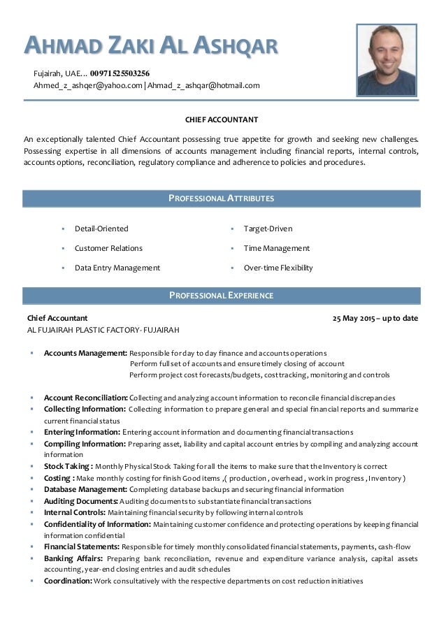 ahmed c v chief accountant cv chief accountant