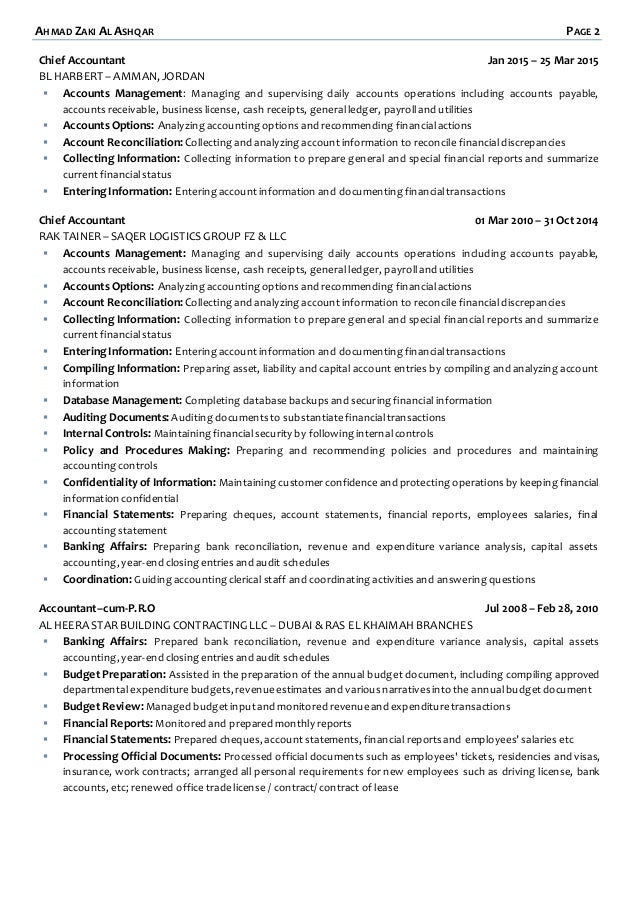 Resume for chief accountant