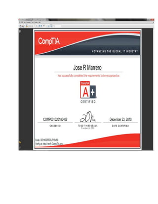 CompTia A+ Certificate Jose Marrero
