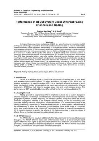 Performance of OFDM System under Different Fading Channels and Channel ...