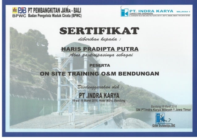 sertifikat pelatihan