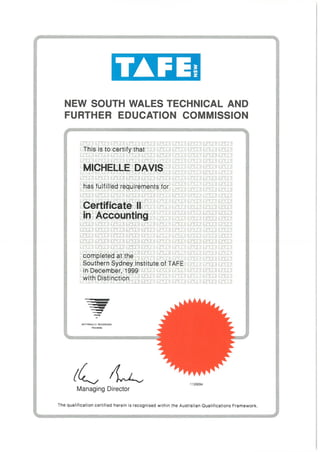 1999 Certificate 2 in accounting