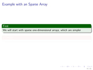 Images/cinvestav-
Example with an Sparse Array
First
We will start with sparse one-dimensional arrays, which are simpler
Example
47 / 81
 