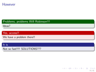 Images/cinvestav-
However
Problems, problems Will Robinson!!!
Ideas?
Yes, access!!
We have a problem there!!
It is
Not so fast!!!! SOLUTIONS???
73 / 81
 