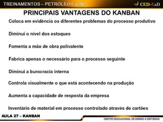 PRINCIPAIS VANTAGENS DO KANBAN
AULA 27 – KANBAN
 