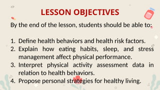 HEALTH BEHAVIORS AND PHYSICAL ACTIVITY PERFORMANCE | PPTX