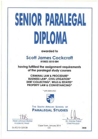 Snr. Paralegal Diploma