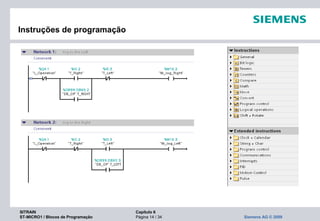 SITRAIN Capítulo 6
ST-MICRO1 / Blocos de Programação Página 14 / 34 Siemens AG © 2009
Instruções de programação
 