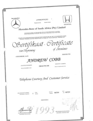 Certificate Customer Service
