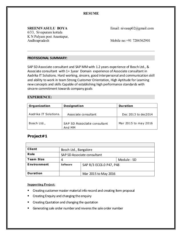 bpo sample resume