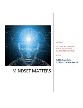 MINDSET MATTERS
ABSTRACT
DISCOVER THE IDEAS AND
BELIEFS DRIVING YOUR
BUSINESS PERFORMANCE.
Author
Todd S. Greenberg,
President, TSG Advisors, LLC
 