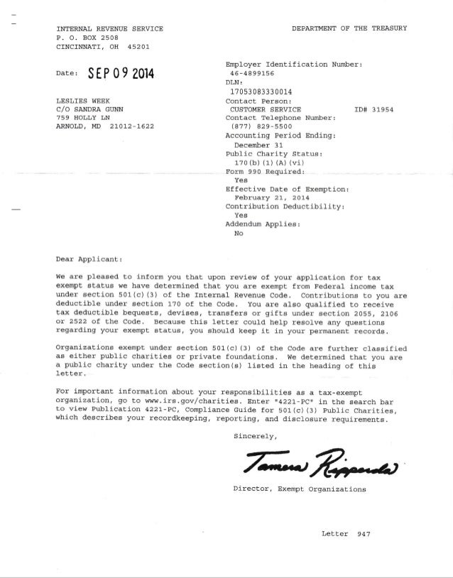 irs letter of determination letter of determination