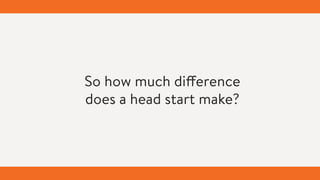 So how much difference
does a head start make?
 