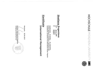 Certificate International management