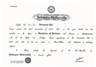 Bachelor's degree certf. from JU | PDF