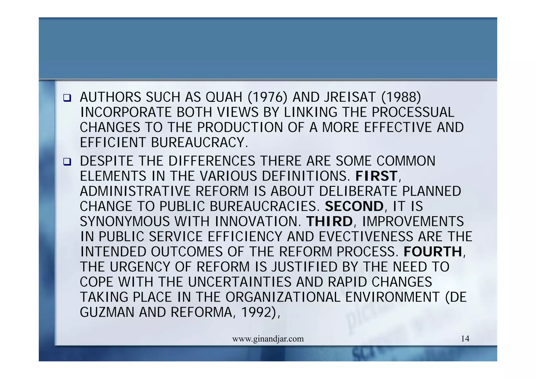 DEVELOPMENT AND ADMINISTRATION (II)