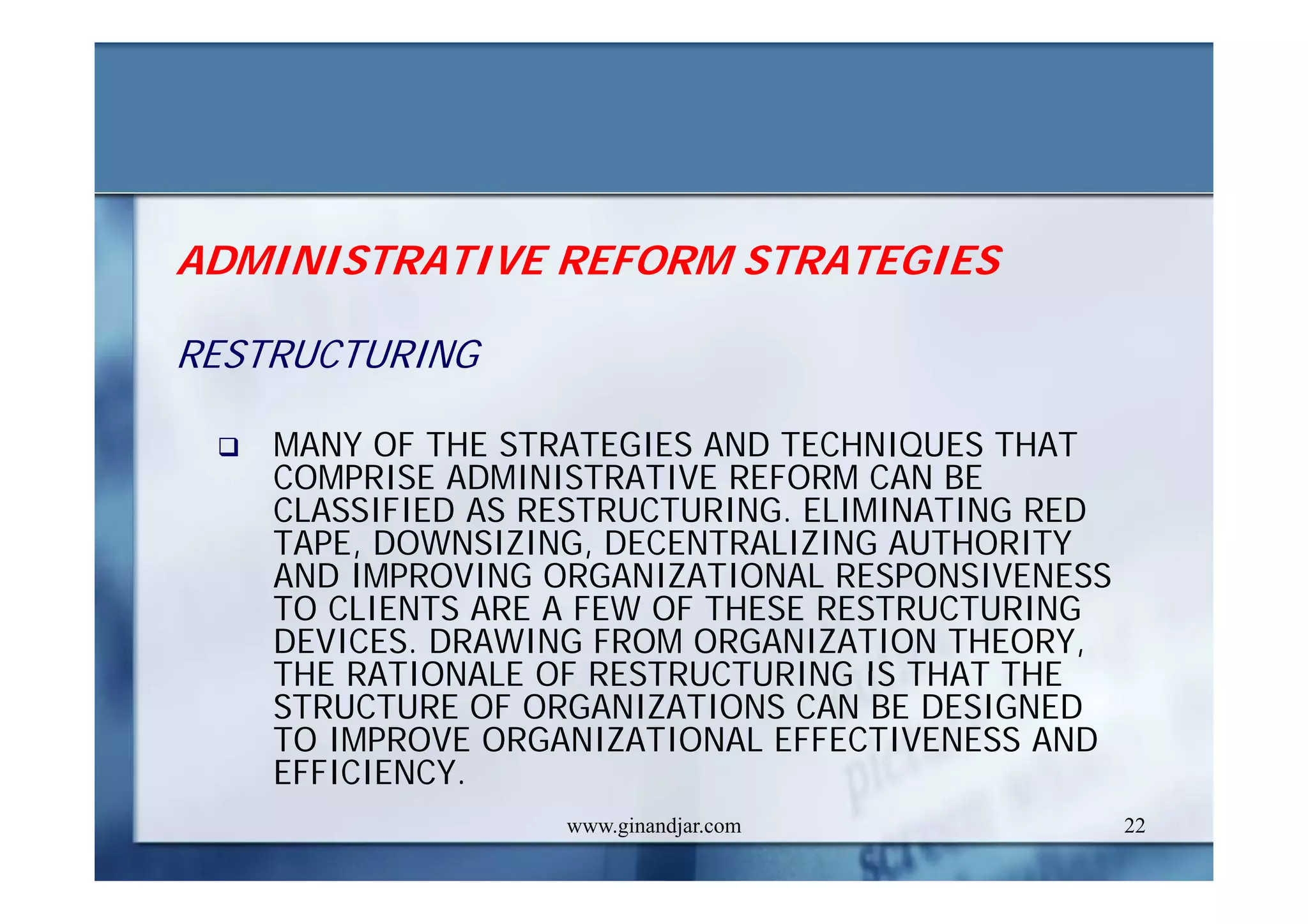 DEVELOPMENT AND ADMINISTRATION (II)