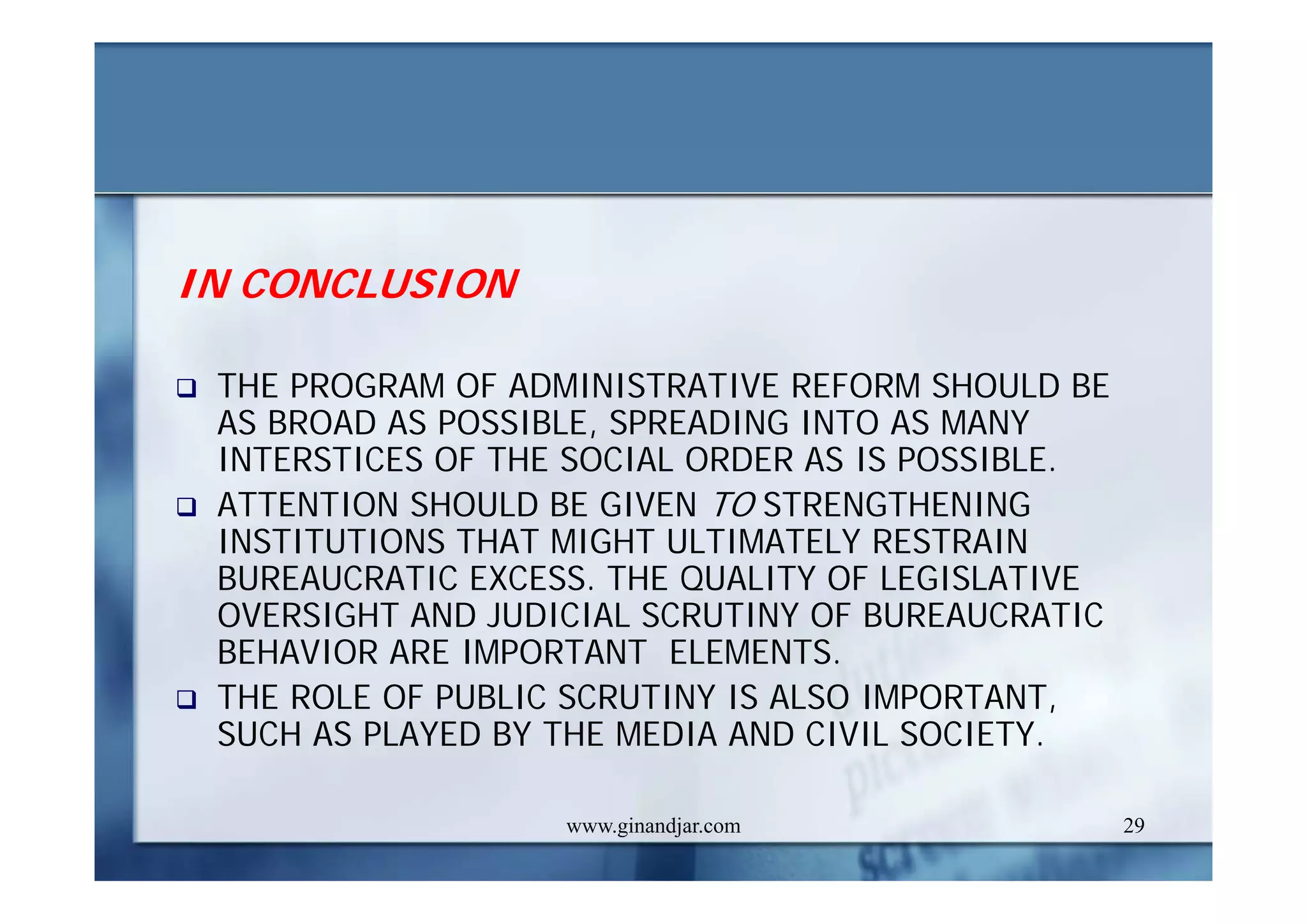 DEVELOPMENT AND ADMINISTRATION (II)