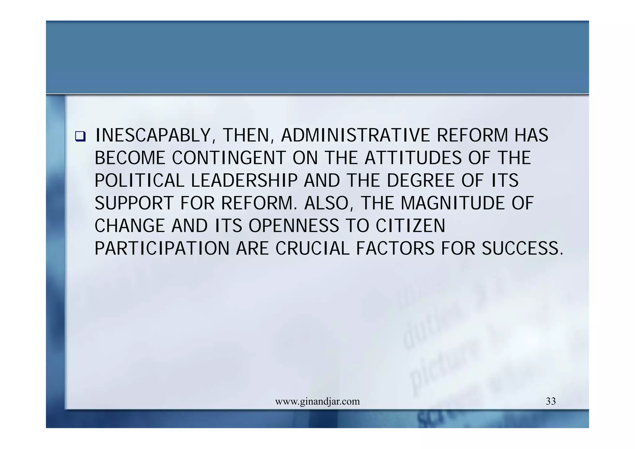 DEVELOPMENT AND ADMINISTRATION (II)