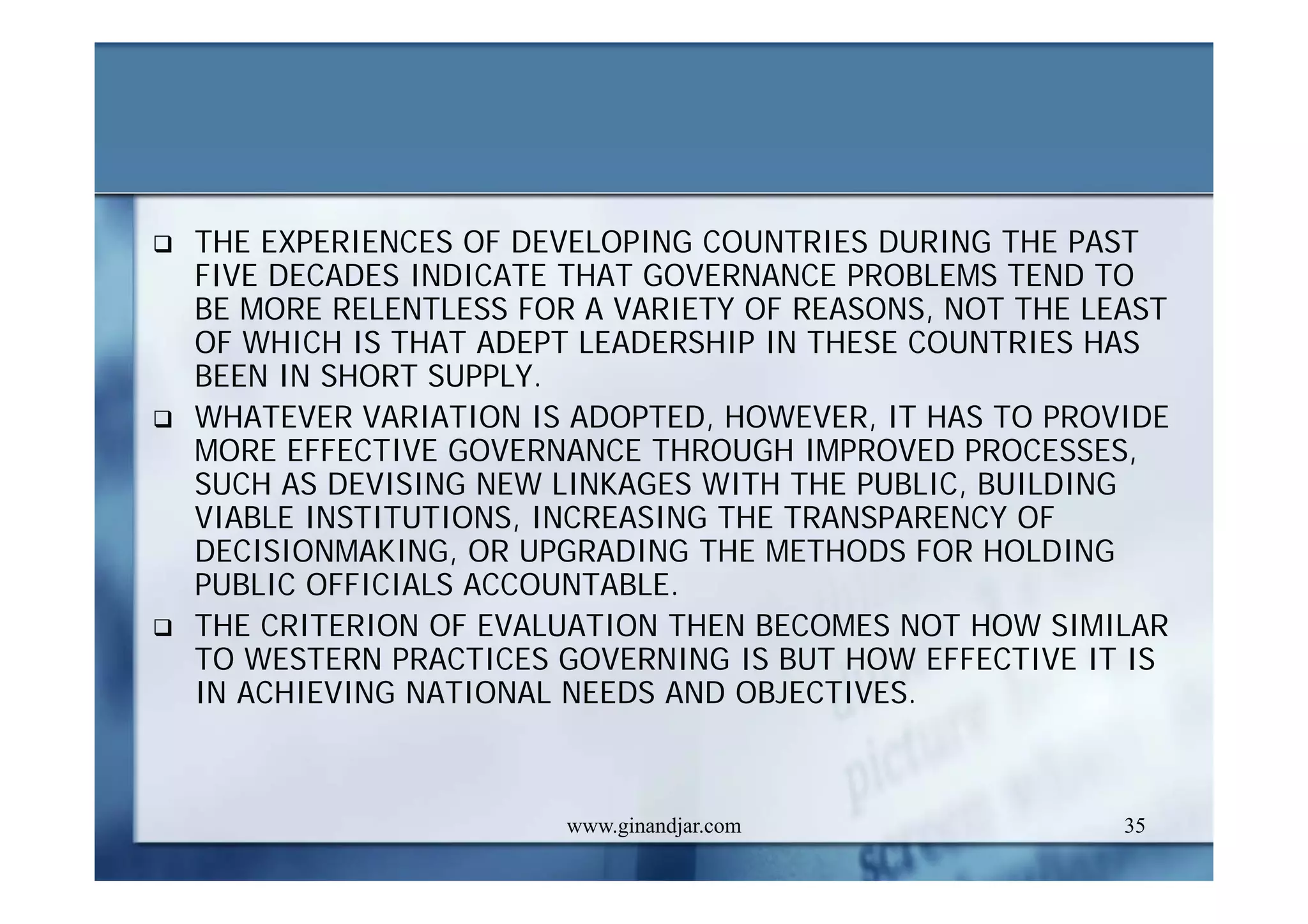 DEVELOPMENT AND ADMINISTRATION (II)