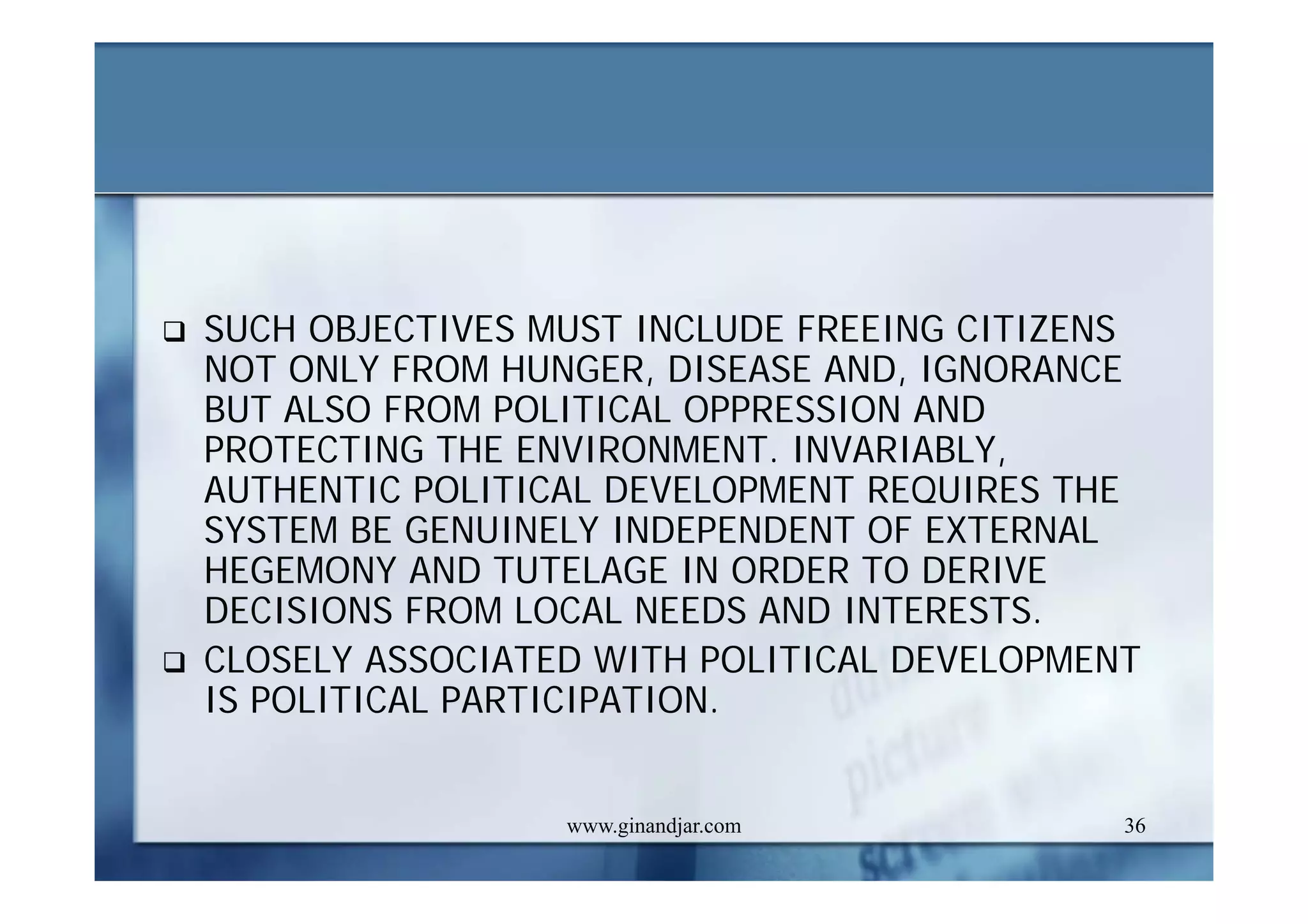 DEVELOPMENT AND ADMINISTRATION (II)