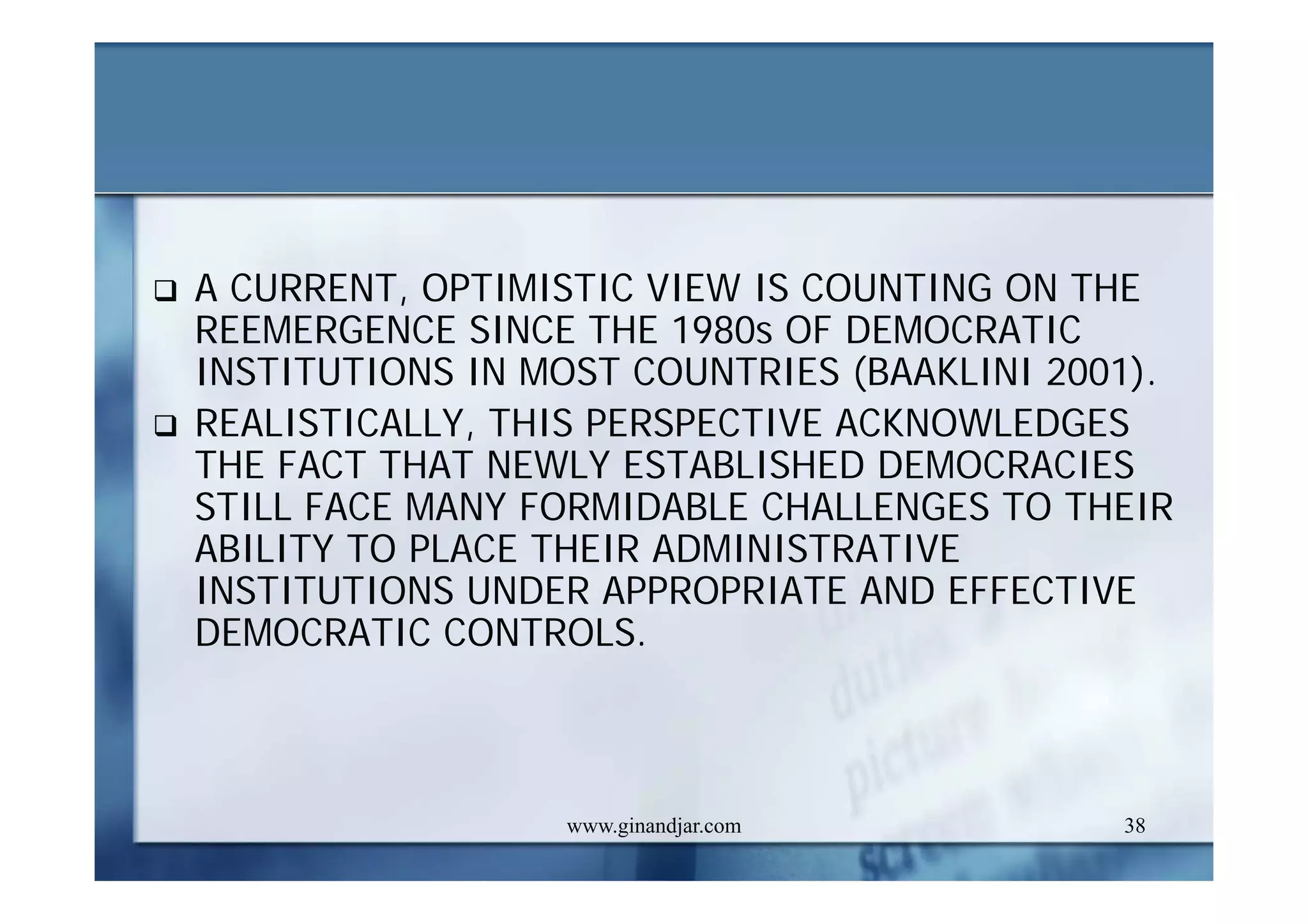 DEVELOPMENT AND ADMINISTRATION (II)