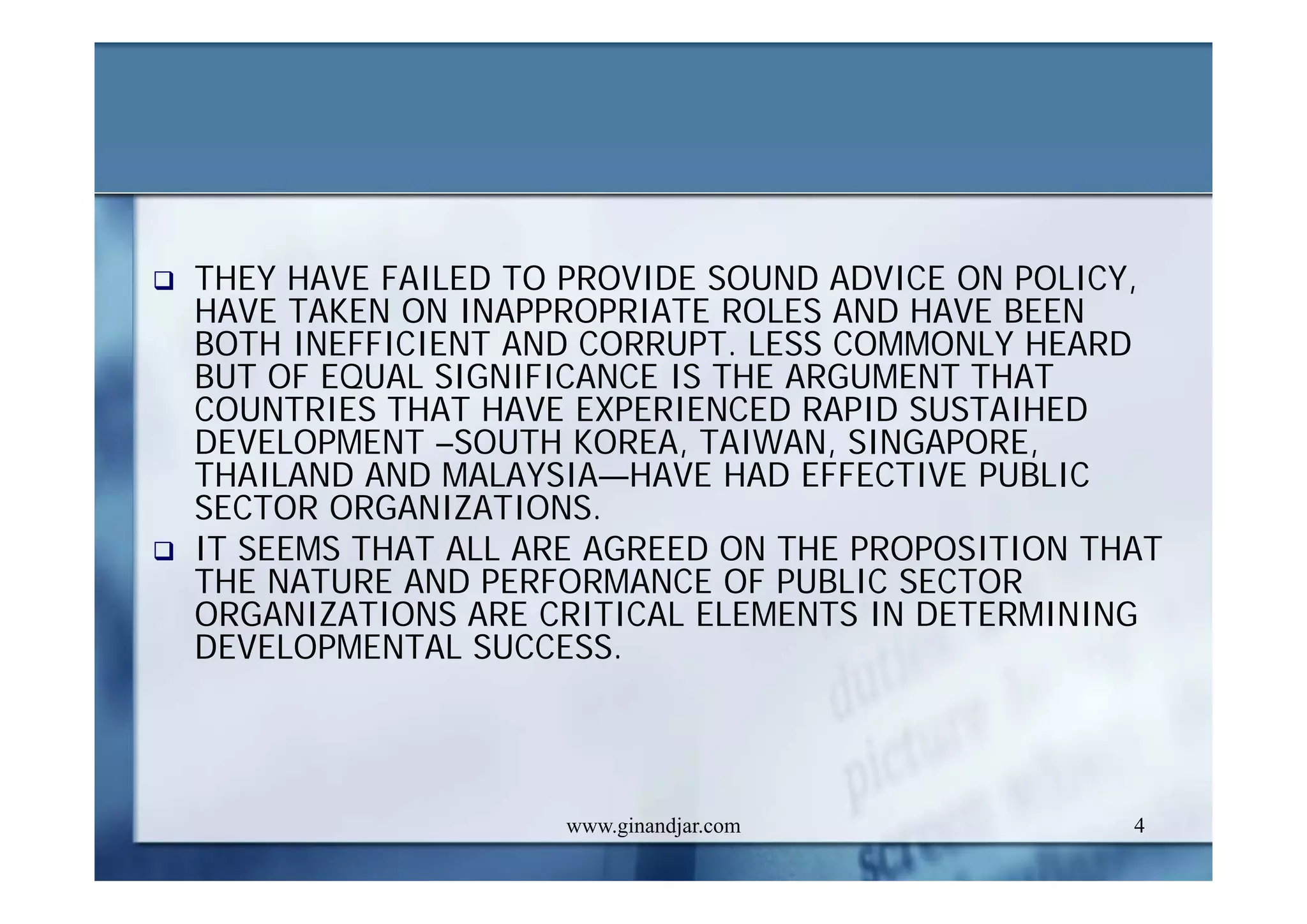 DEVELOPMENT AND ADMINISTRATION (II)