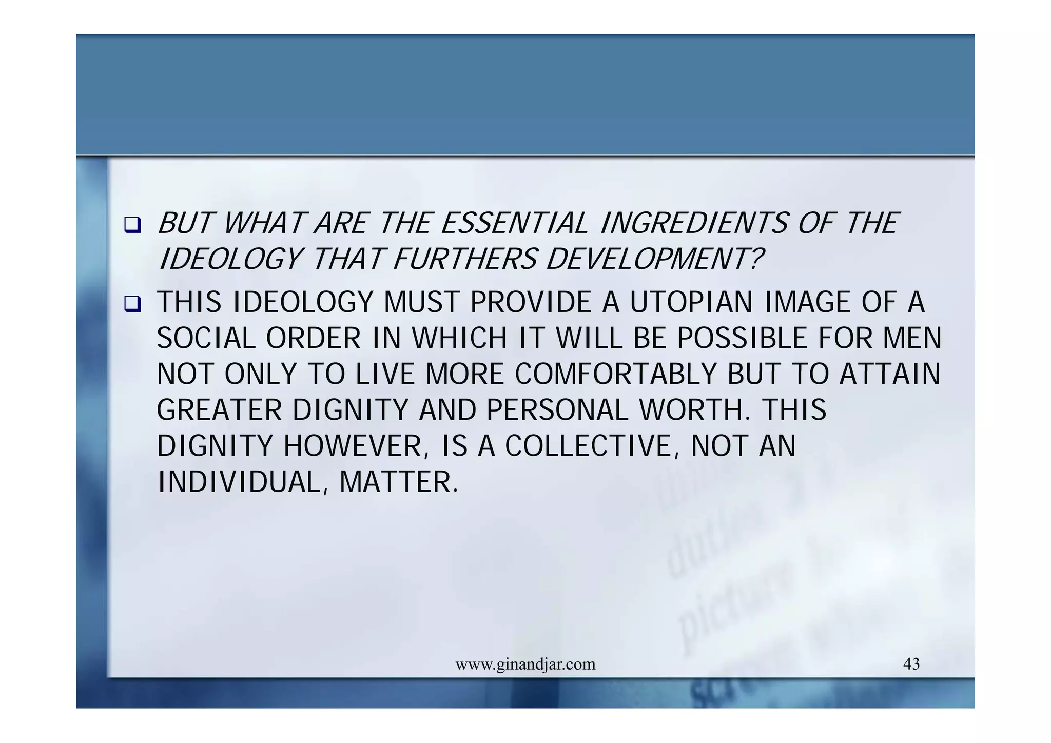 DEVELOPMENT AND ADMINISTRATION (II)