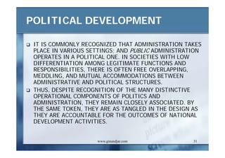 DEVELOPMENT AND ADMINISTRATION (II)