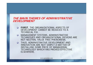 DEVELOPMENT AND ADMINISTRATION (II)