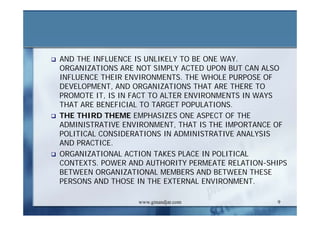 DEVELOPMENT AND ADMINISTRATION (II)