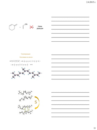 2.4.2015 г.
11
Няма
реакция
Полимеризация
Получаване на каучук
S
 
