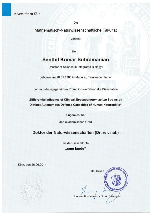 phd certificate