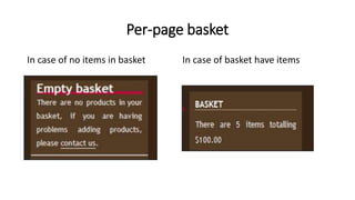 Per-page basket
In case of no items in basket In case of basket have items
 