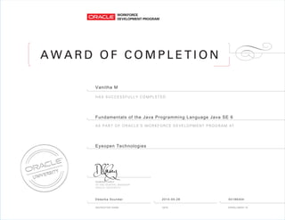 Oracle Certificate | PDF