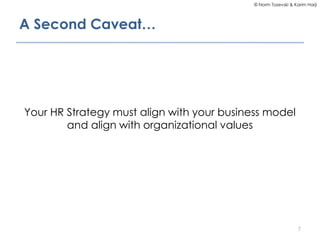 © Norm Tasevski & Karim Harji




A Second Caveat…




Your HR Strategy must align with your business model
        and al...