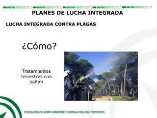 ¿Cómo?
Tratamientos
terrestres con
cañón
PLANES DE LUCHA INTEGRADA
LUCHA INTEGRADA CONTRA PLAGAS
 