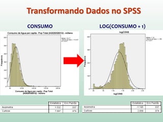 Transformando Dados no SPSS
CONSUMO LOG(CONSUMO + 1)
 