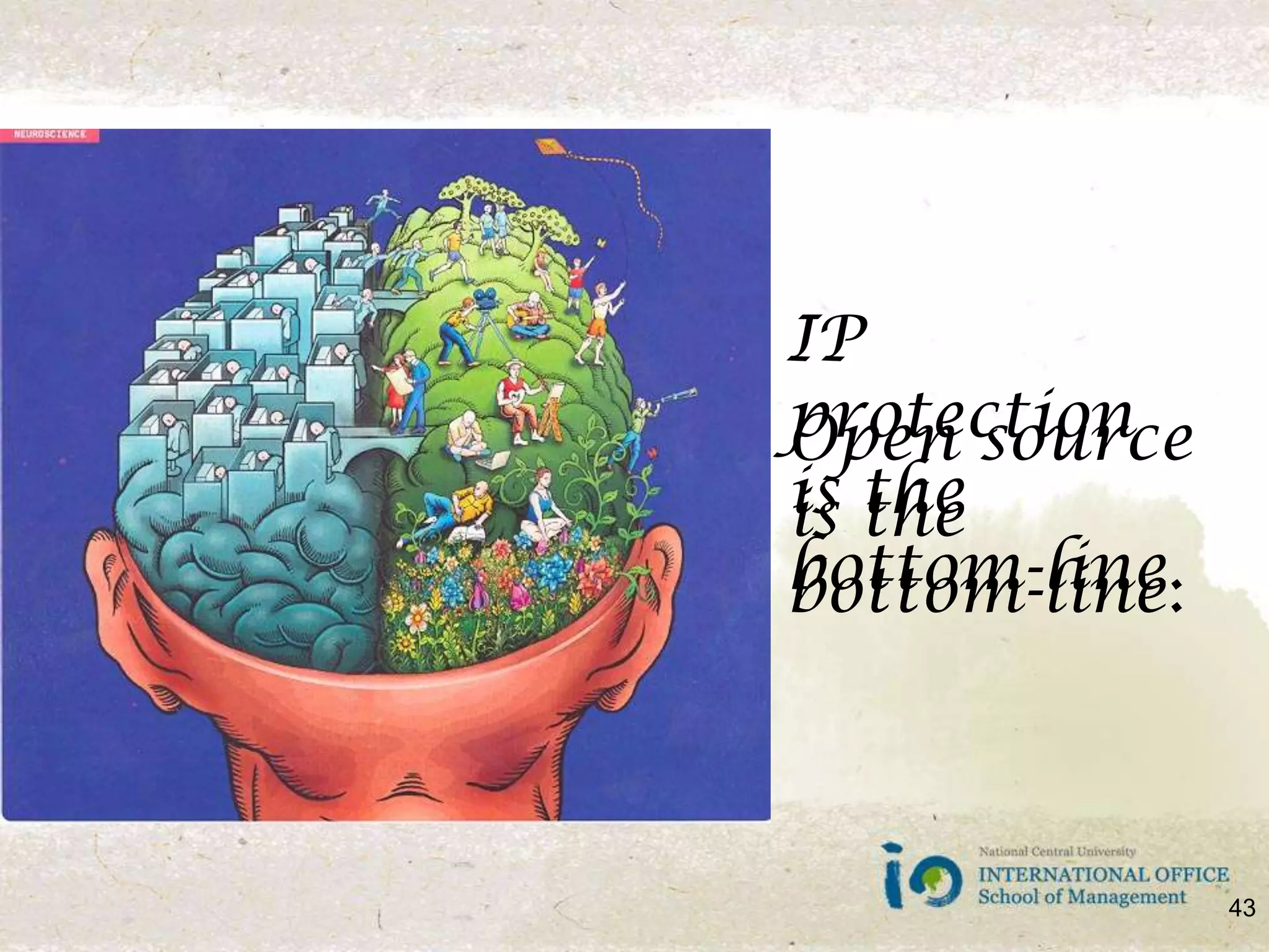 IP protection is the bottom-line. Open source is the bottom-line.43