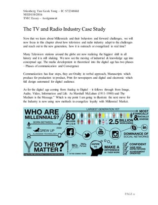 Stienberg Tan Geok Yong – IC S7234046I
MED110/2016
TMC Essay – Assignment
PAGE 11
The TV and Radio Industry Case Study
Now...