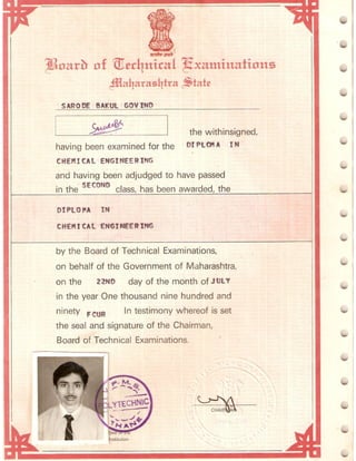Diploma In Chemical Engg