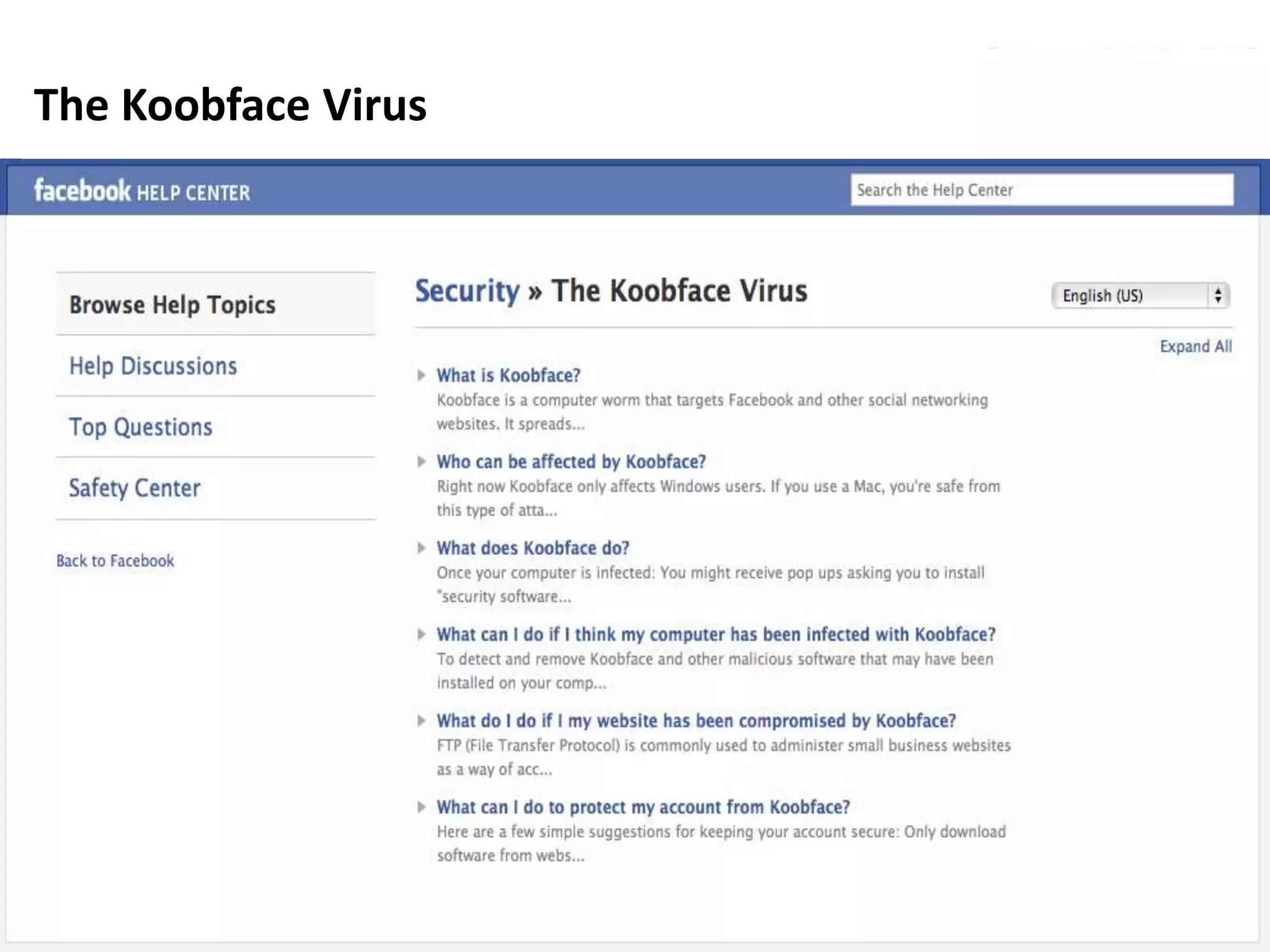 29
The Koobface Virus
 