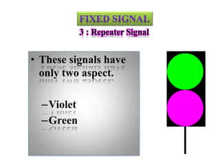 3 : Repeater Signal
• These signals have
only two aspect.
–Violet
–Green
 