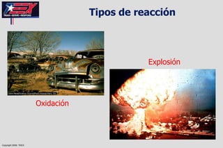 Copyright 2009, TEEX
Tipos de reacción
Oxidación
Explosión
 