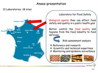 2/59
Anses-presentation
12 Laboratories -18 sites
Laboratory for Food Safety
Biological agents than can affect food
safety...