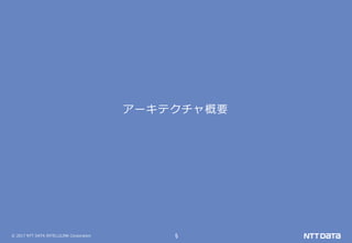 © 2017 NTT DATA INTELLILINK Corporation 5
アーキテクチャ概要
 