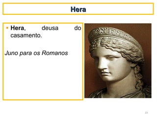 HeraHera
Hera, deusa do
casamento.
Juno para os Romanos
23
 