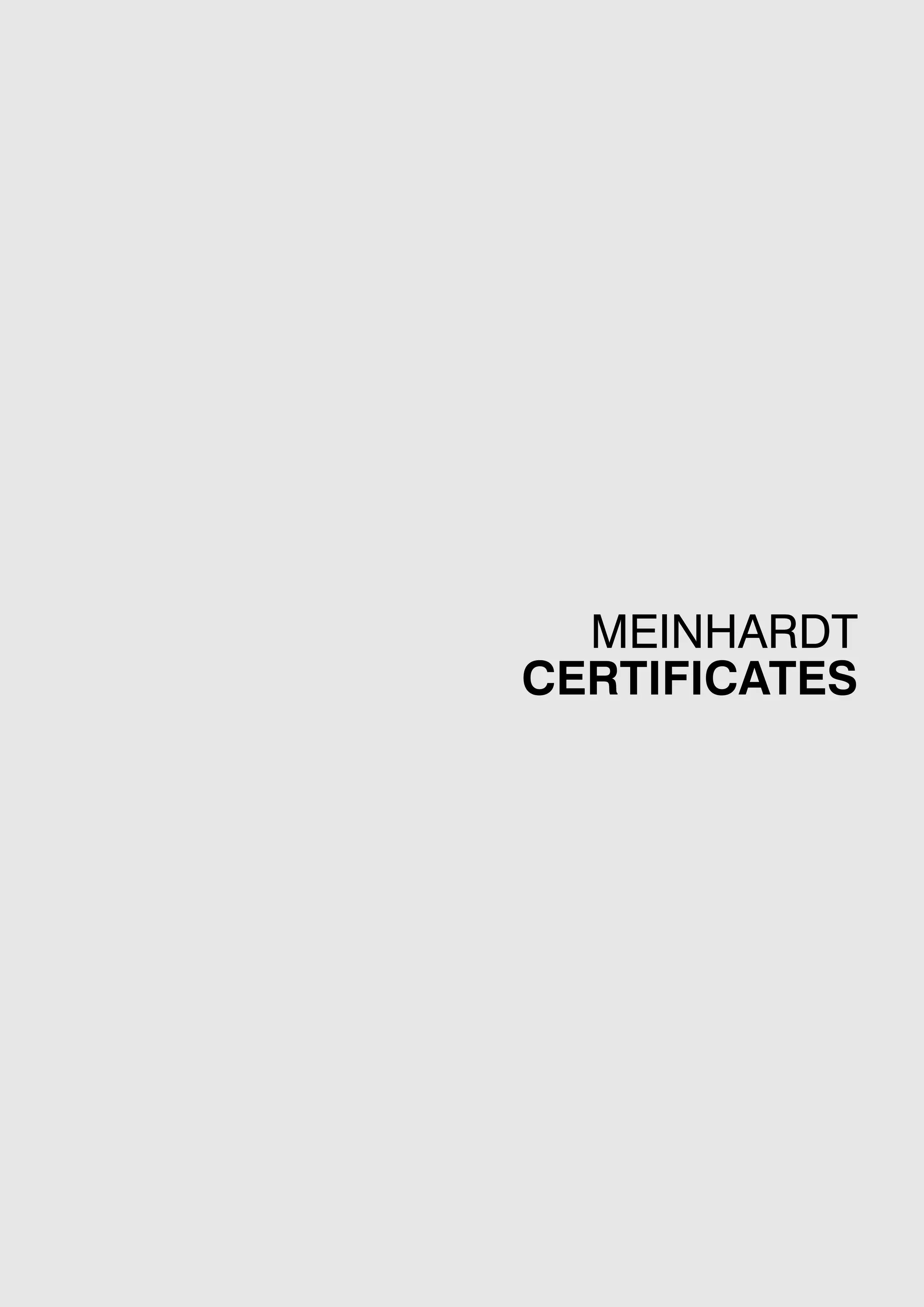 MEINHARDT
CERTIFICATES
 