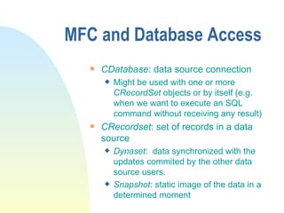 visual c++ - add sql database in mfc dialog based... introduction to_mfc | PPT