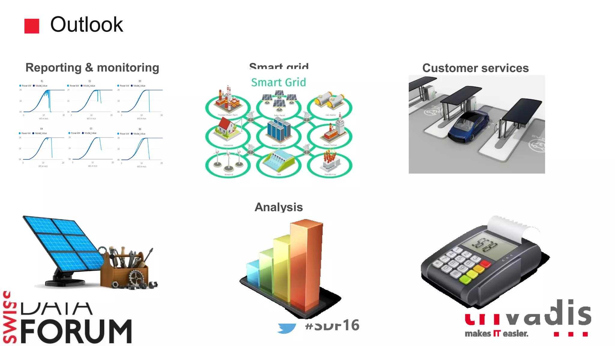 #SDF16
Outlook
Reporting & monitoring Smart grid
Predictive maintenance
Customer services
Analysis Billing
 